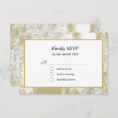 Gold Frame Silver und Gold Spritzer Hochzeit RSVP Karte (Vorne/Hinten)
