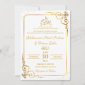 Gold Frame Simple Elegante Modern Nikah Walima Einladung (Vorderseite)