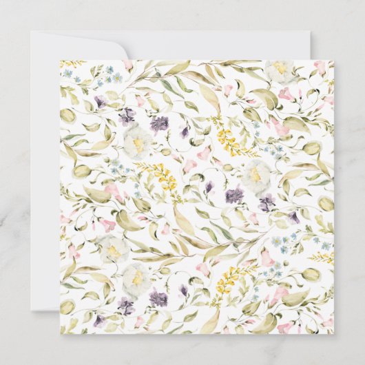 Gold Frame Spring Boho Wildblume Pampas Wedding Einladung (Rückseite)