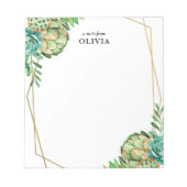 Gold Frame Succulent Personalisiert Notizblock (Vorderseite)