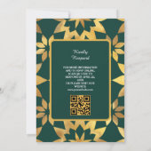 Gold Frame Verzierte islamische Muslime Hochzeit Q Einladung (Rückseite)