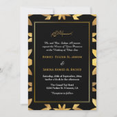 Gold Frame Verzierte islamische Schwarze Hochzeit  Einladung (Vorderseite)
