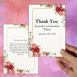 Gold Frame Wasserfarben Blume Danke Karte