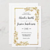 Gold Frame Wedding Invitation Einladung (Vorne/Hinten)
