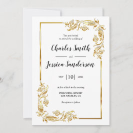 Gold Frame Wedding Invitation Einladung