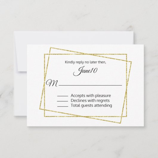 Gold Frame Wedding RSVP Karte (Vorderseite)