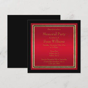 Gold Frames Red & Black Memorial Party Einladung