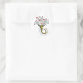 Gold Französisches Horn, Tauben, Herz, Celebrate L Runder Aufkleber (Tasche)