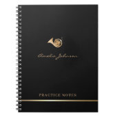 Gold French Horn Elegante Script Stilvolle Musiker Notizblock (Vorderseite)