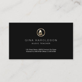 Gold French Horn Icon Music Teacher Business Card Visitenkarte
