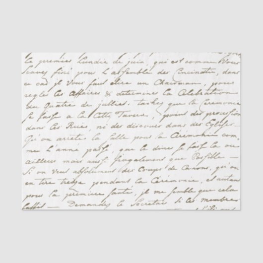 Gold French Script Handwriting Letter Decoupage Seidenpapier (Vorderseite)