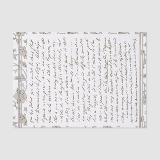 Gold French Script Vintag Floral Chinoiserie Seidenpapier (Vorderseite)