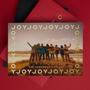 Gold Freude Freude Freude Rahmen FOTO Weihnachten Folien Feiertagskarte