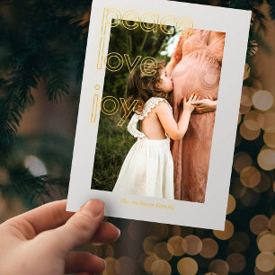 Gold-Friedens-Liebe-Freude-Weihnachtskarte Folieneinladung