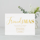 Gold Friendsmas Christmas Folieneinladung (Stehend vorne)