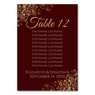 Gold Frills Auburn Elegante Seating Chart Tischnummer
