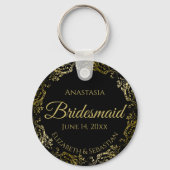 Gold Frills auf Black Bridesmaid Hochzeitsgeschenk Schlüsselanhänger (Vorderseite)