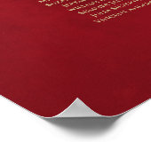 Gold Frills auf Red 22 Table Seating Chart Poster (Ecke)