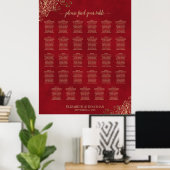 Gold Frills auf Red 29 Table Seating Chart Poster (Heimbüro)