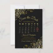 Gold Frills Black Simple Hochzeitskalender Save The Date (Vorderseite)