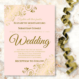 Gold Frills Blush Pink Chic Hochzeitseinladung Einladung