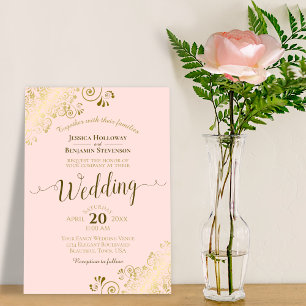 Gold Frills Blush Pink Elegante Hochzeit der Kalli Einladung