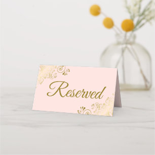 Gold Frills Blush Pink Elegante Hochzeit vorbehalt Platzkarte