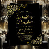Gold Frills BUDGET Black Wedding Reception Einladu