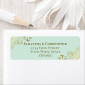 Gold Frills Chic Mint Green Wedding Rücksendeadres (Insitu)