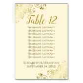 Gold Frills Elegantes Cream Wedding Seating Chart Tischnummer (Vorderseite)