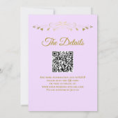 Gold Frills & Lilac Lila QR Code Hochzeit Einladung (Rückseite)