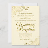 Gold Frills on Cream Elegant Wedding Empfang Einladung (Vorderseite)