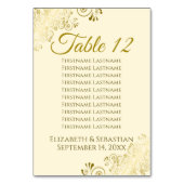 Gold Frills on Cream Elegante Seating Chart Tischnummer (Rückseite)