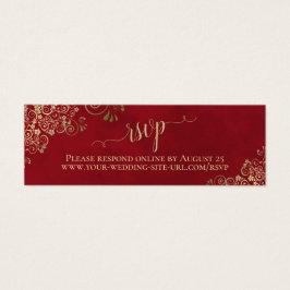 Gold Frills on Lush Red Wedding RSVP Online Card