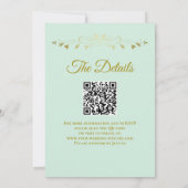 Gold Frills on Mint Green Elegant QR Code Hochzeit Einladung (Rückseite)