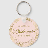 Gold Frills on Pink Bridesmaid Wedding Gift Schlüsselanhänger (Vorderseite)