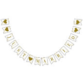 Gold Frills on White Just Married Newlyweds Wimpelkette (Alle)