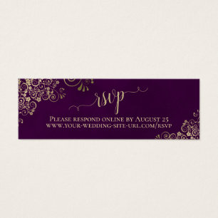 Gold Frills Plum Lila Wedding RSVP Online Card