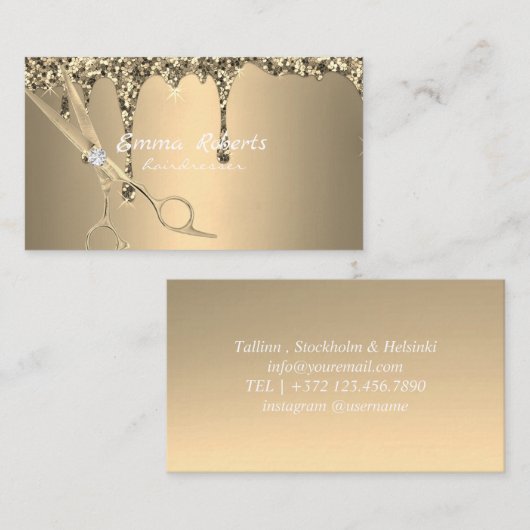 Gold Friseur Gradient Glitzer Modernster Visitenkarte (Vorne/Hinten)