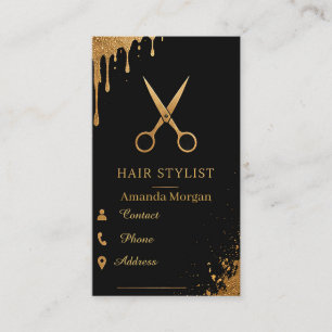 ✂️ Gold Friseur Salon Visitenkarten Vorlage Visitenkarte