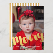 Gold Frohe Script Weihnachtsfotokarte Feiertagskarte (Vorne/Hinten)