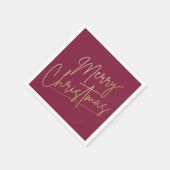 Gold Frohe Weihnachten auf Cranberry Napkins Serviette (Ecke)