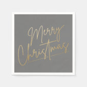 Gold Frohe Weihnachten auf Gray Napkins Serviette (Vorderseite)