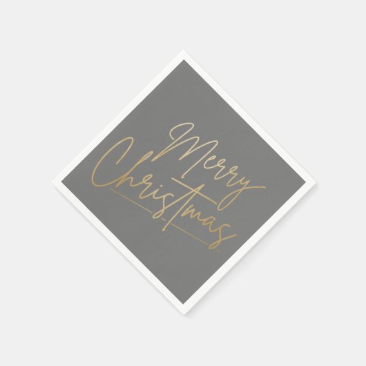 Gold Frohe Weihnachten auf Gray Napkins Serviette (Ecke)