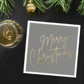 Gold Frohe Weihnachten auf Gray Napkins Serviette