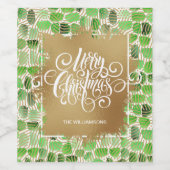 Gold Frohe Weihnachten auf Grün Weinetikett (Einzelnes Label)