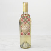 Gold Frohe Weihnachten auf Kariert Flaschenanhänger (Auf Flasche)