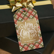 Gold Frohe Weihnachten auf Kariert