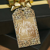 Gold Frohe Weihnachten auf Leopard Geschenkanhänger