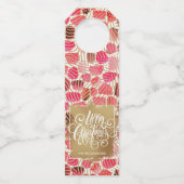 Gold Frohe Weihnachten auf Red Flaschenanhänger (Vorderseite)